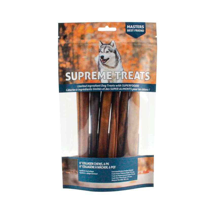 Masters Best Friend Supreme Treats Collagen Chew Dog Treats, 6-in, 6-pk