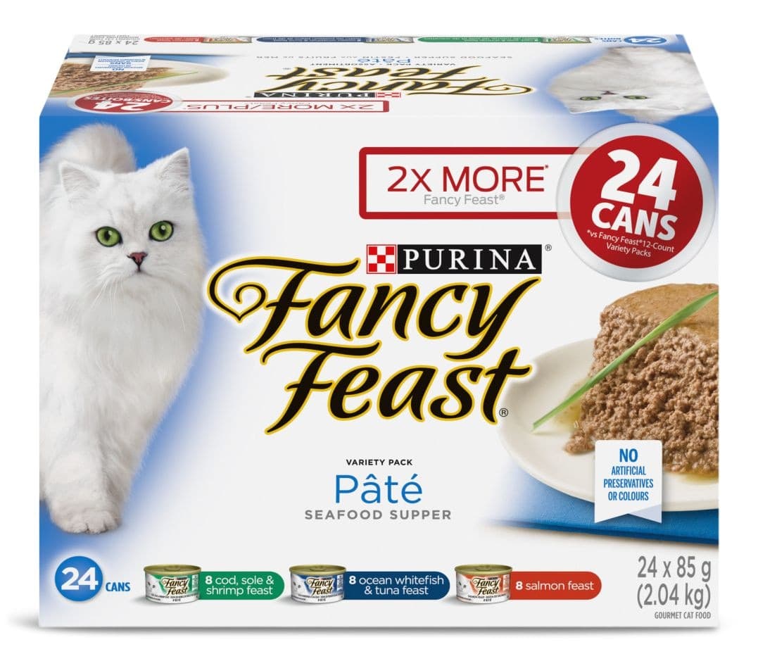 Fancy Feast Seafood Supper Pâté Collection Wet Cat Food Variety Pack, 24-pk