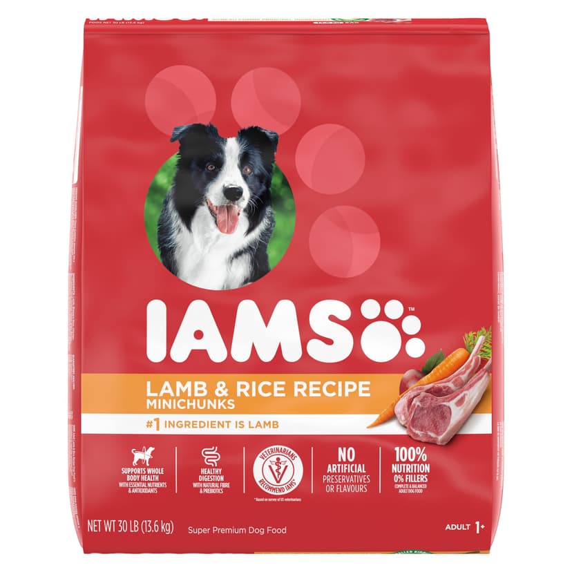 IAMS Adult Dog Food, Lamb & Rice Minichunks Recipe, 13.6-kg