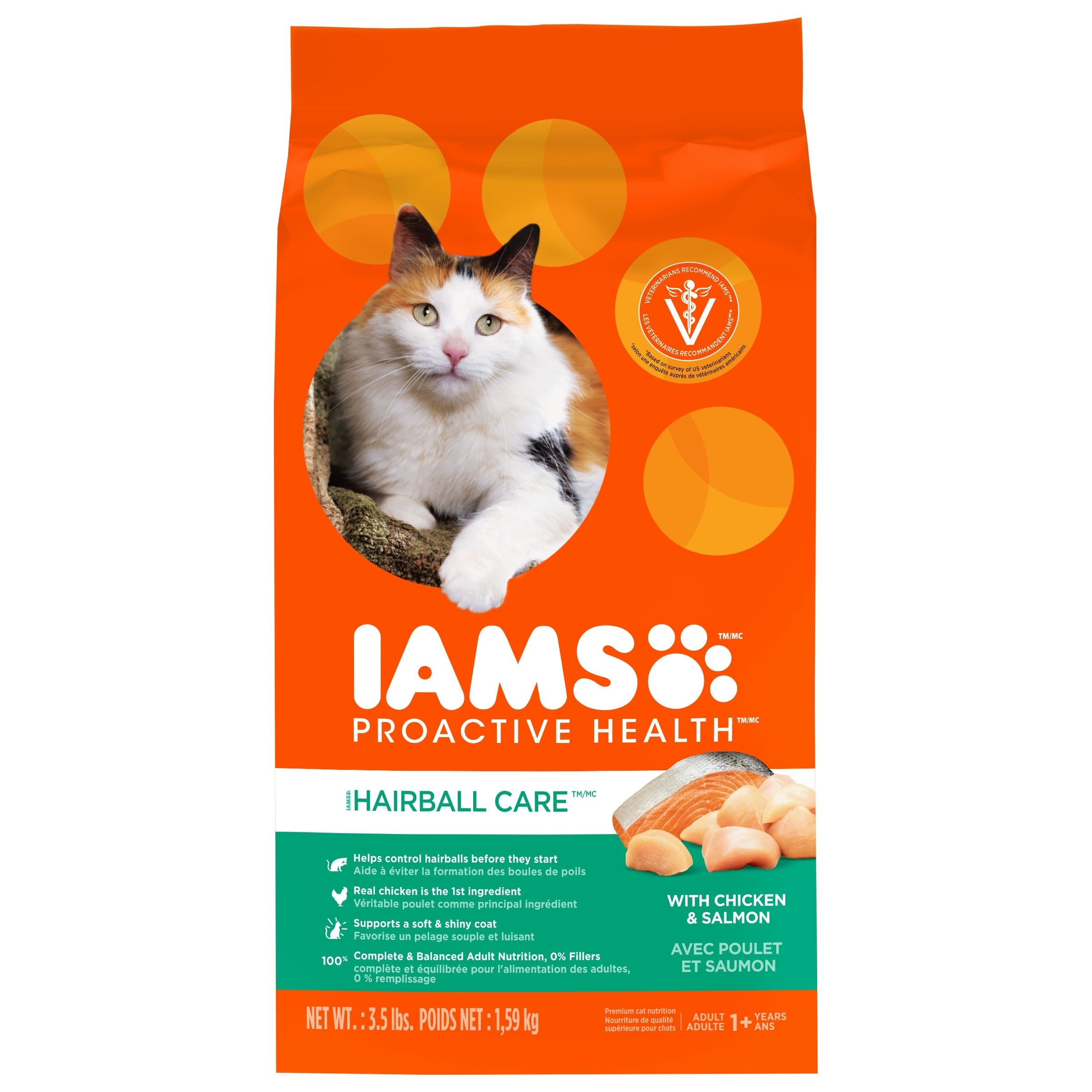IAMS Proactive Health Hairball Care Adult Cat Food, Chicken & Salmon Recipe