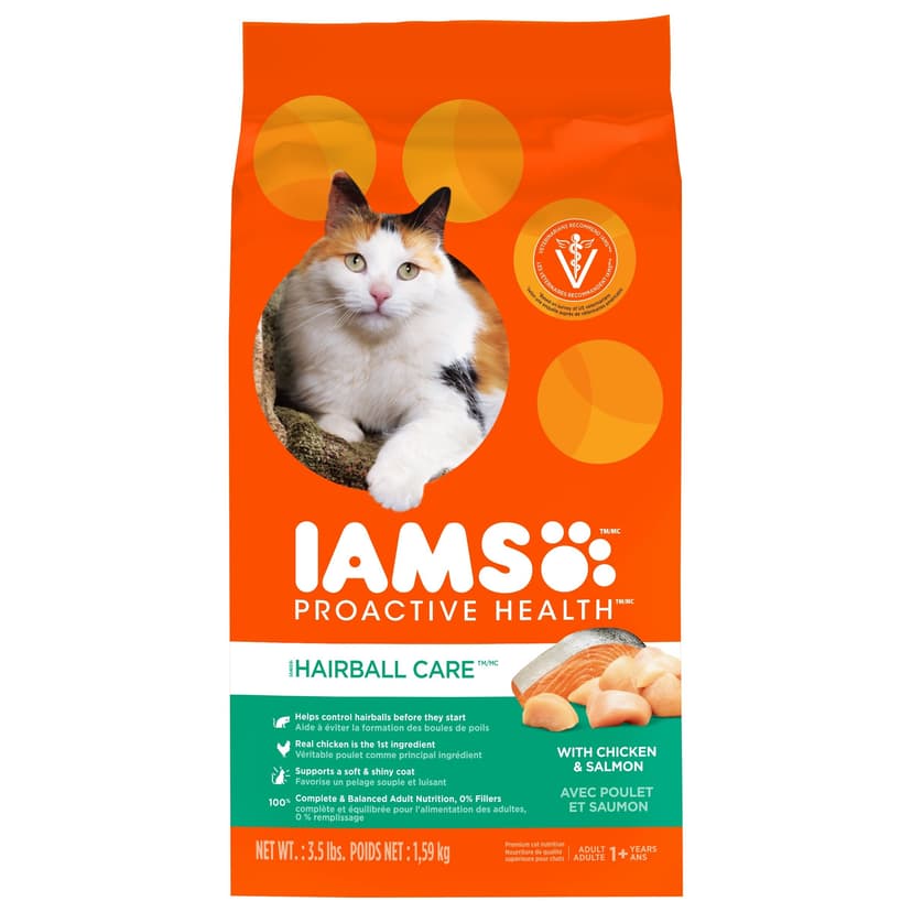 IAMS Proactive Health Hairball Care Adult Cat Food, Chicken & Salmon Recipe