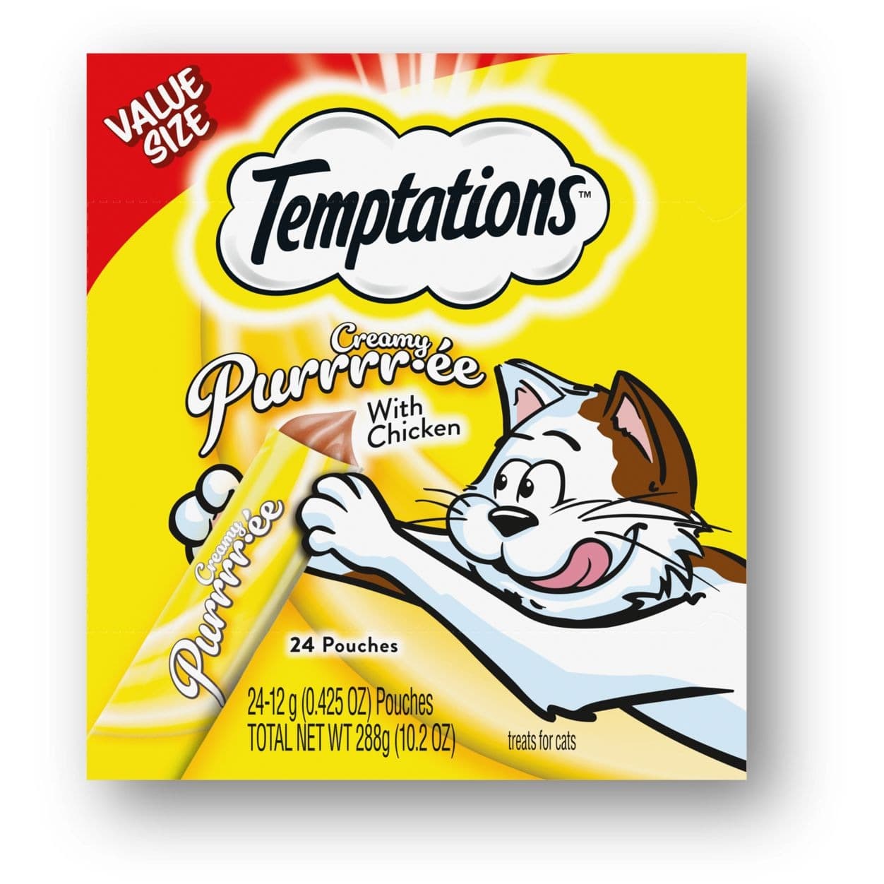 Temptations Creamy Puree Lickable Cat Treats, Chicken Flavour, 24-pk