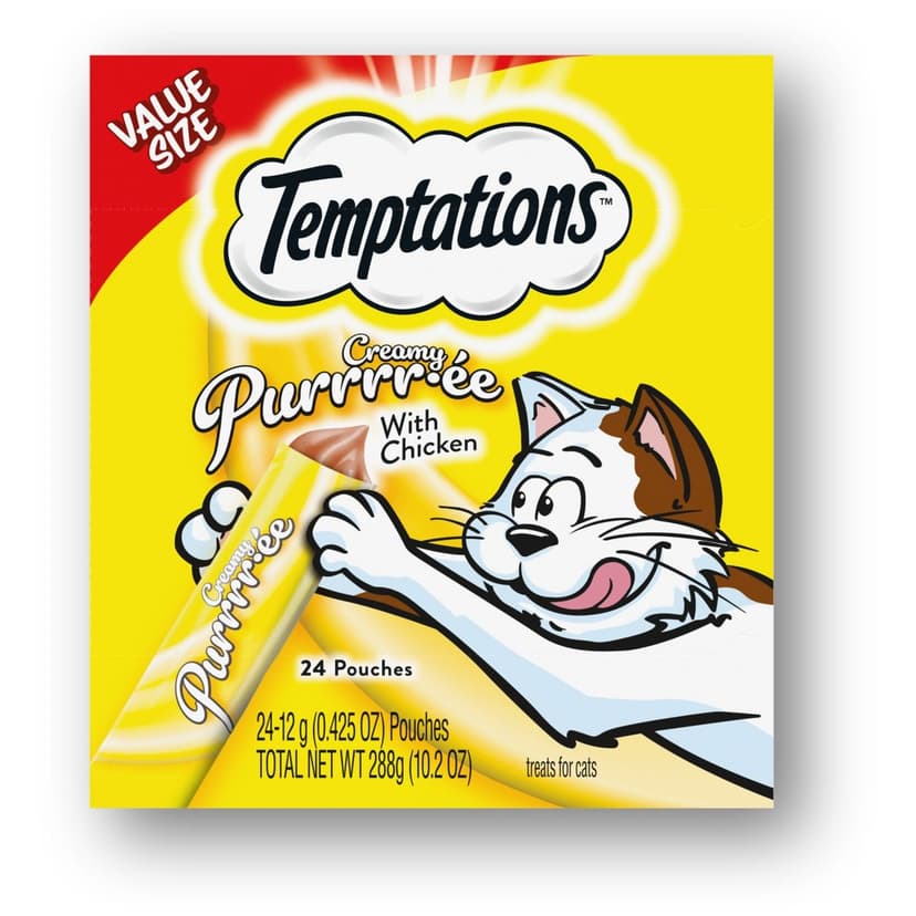 Temptations Creamy Puree Lickable Cat Treats, Chicken Flavour, 24-pk