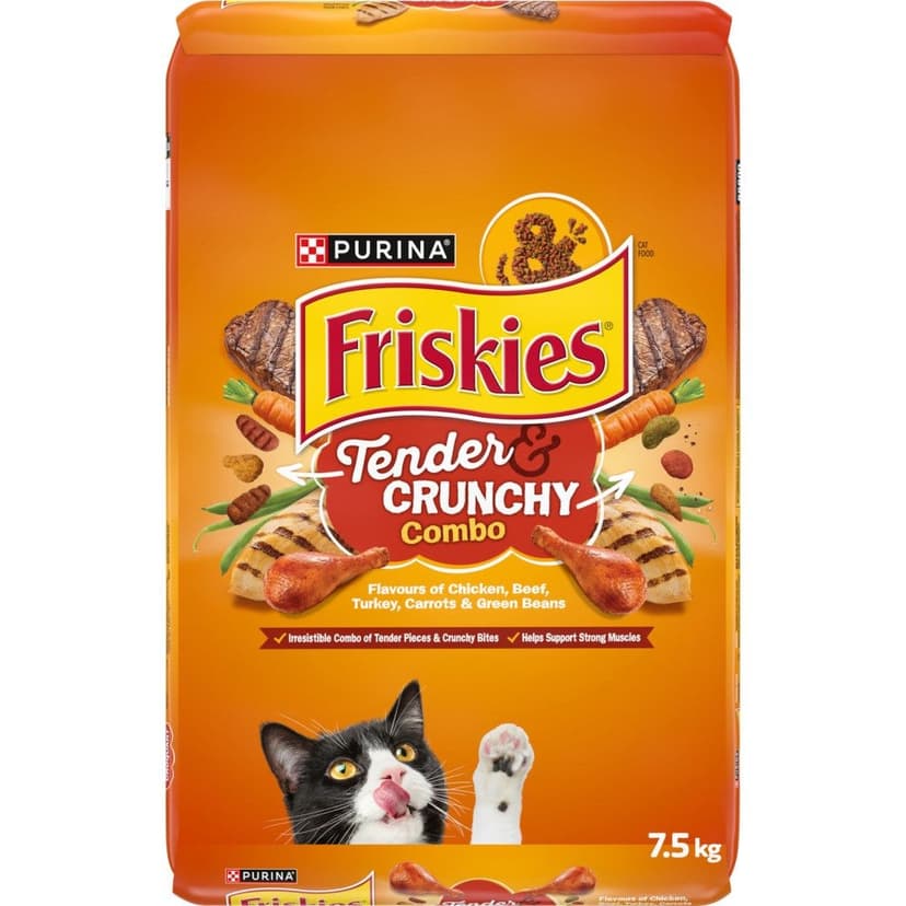 Friskies Grillers Tender Crunchy Chicken Beef & Turkey Dry Cat Food, 7.5-kg