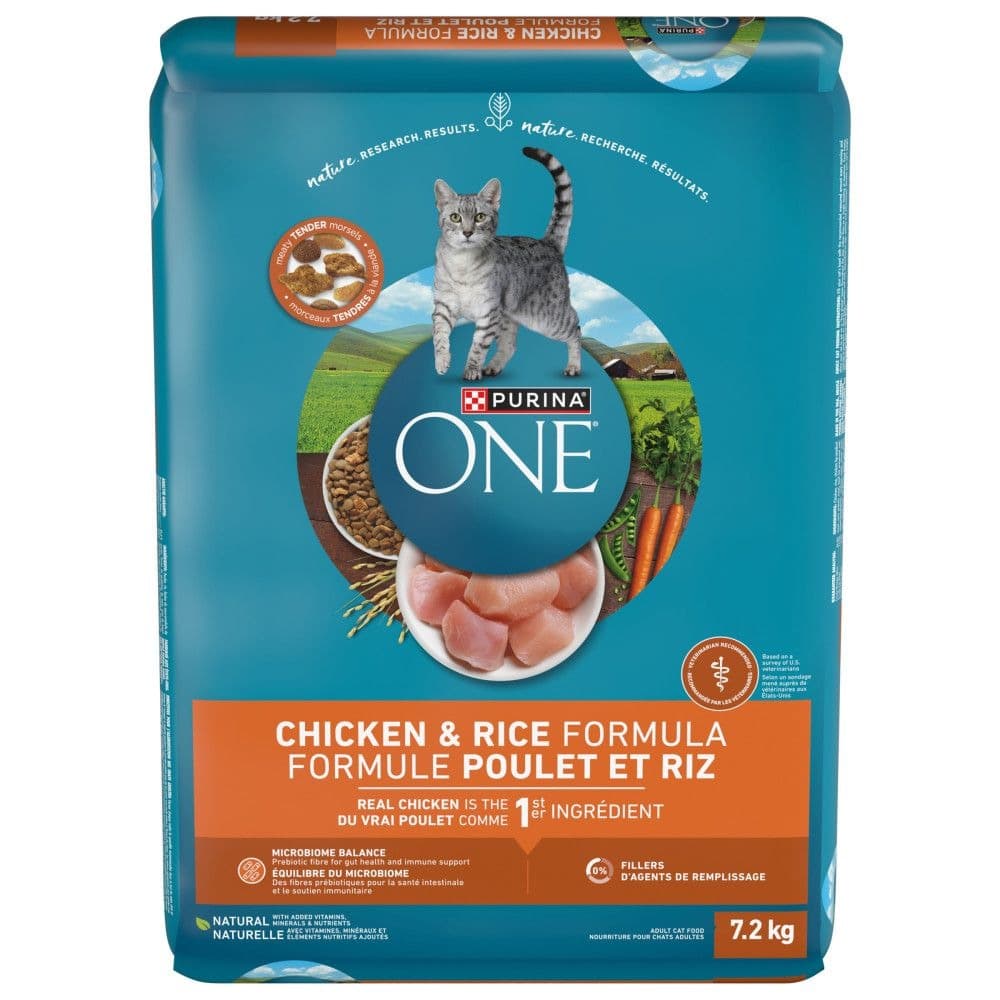 Purina ONE SmartBlend Chicken & Rice Formula Dry Cat Food, 7.2-kg
