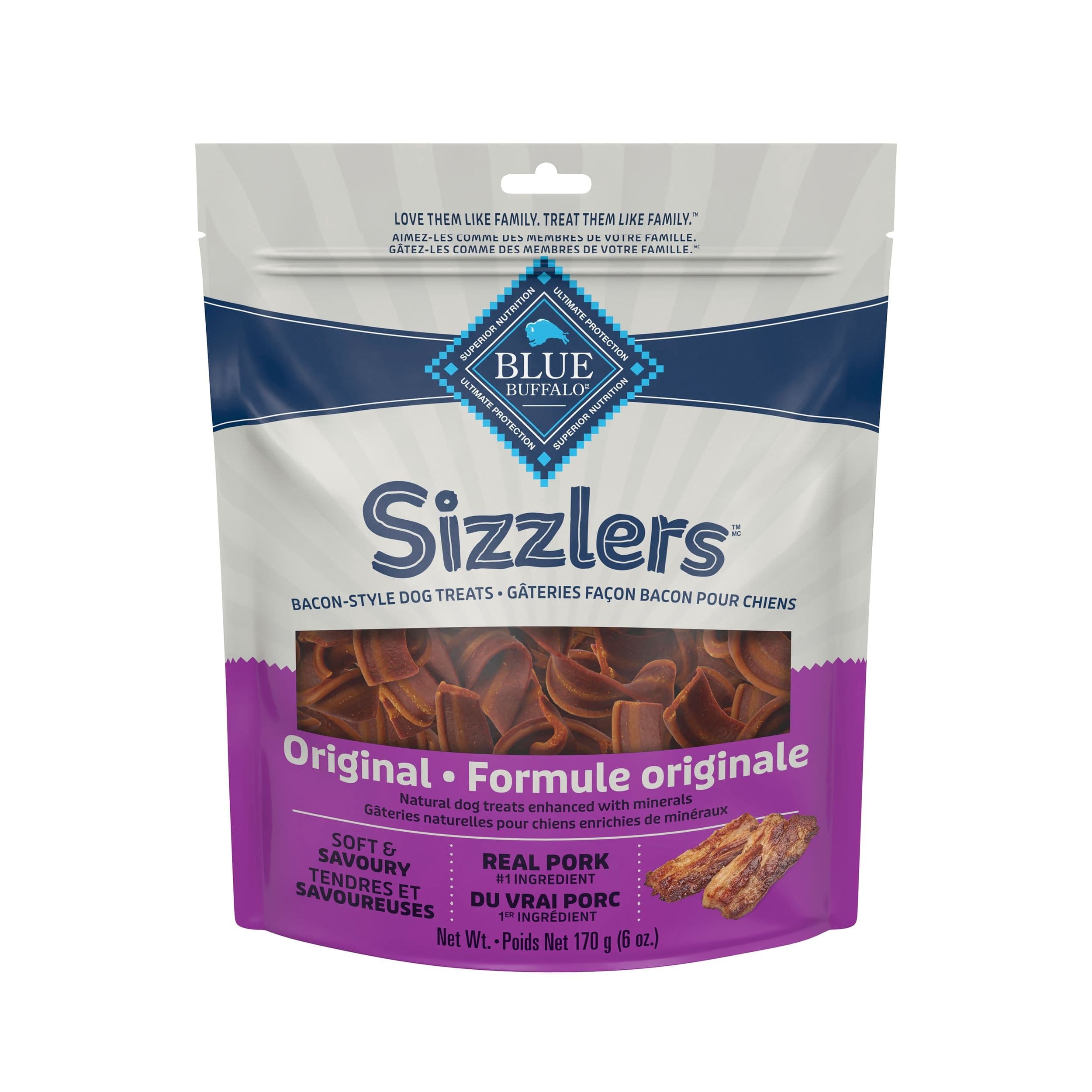 Blue Buffalo Bacon Sizzlers Dog Treats, 170-g