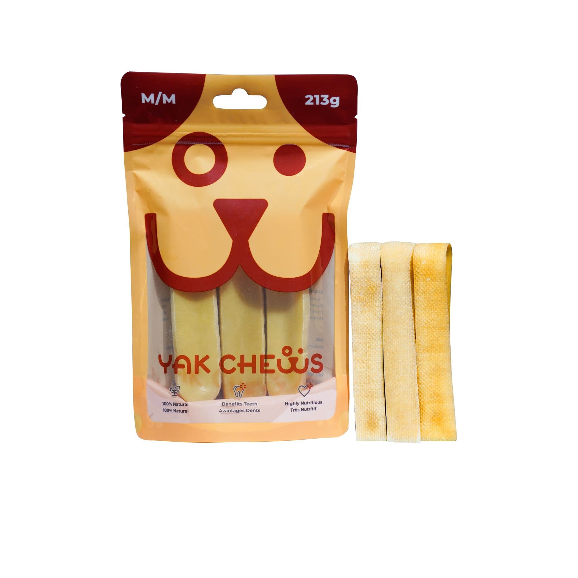 Cheese Yak Dog Chews, All Natural Pet Treat, Medium, 3-pc, 213-g