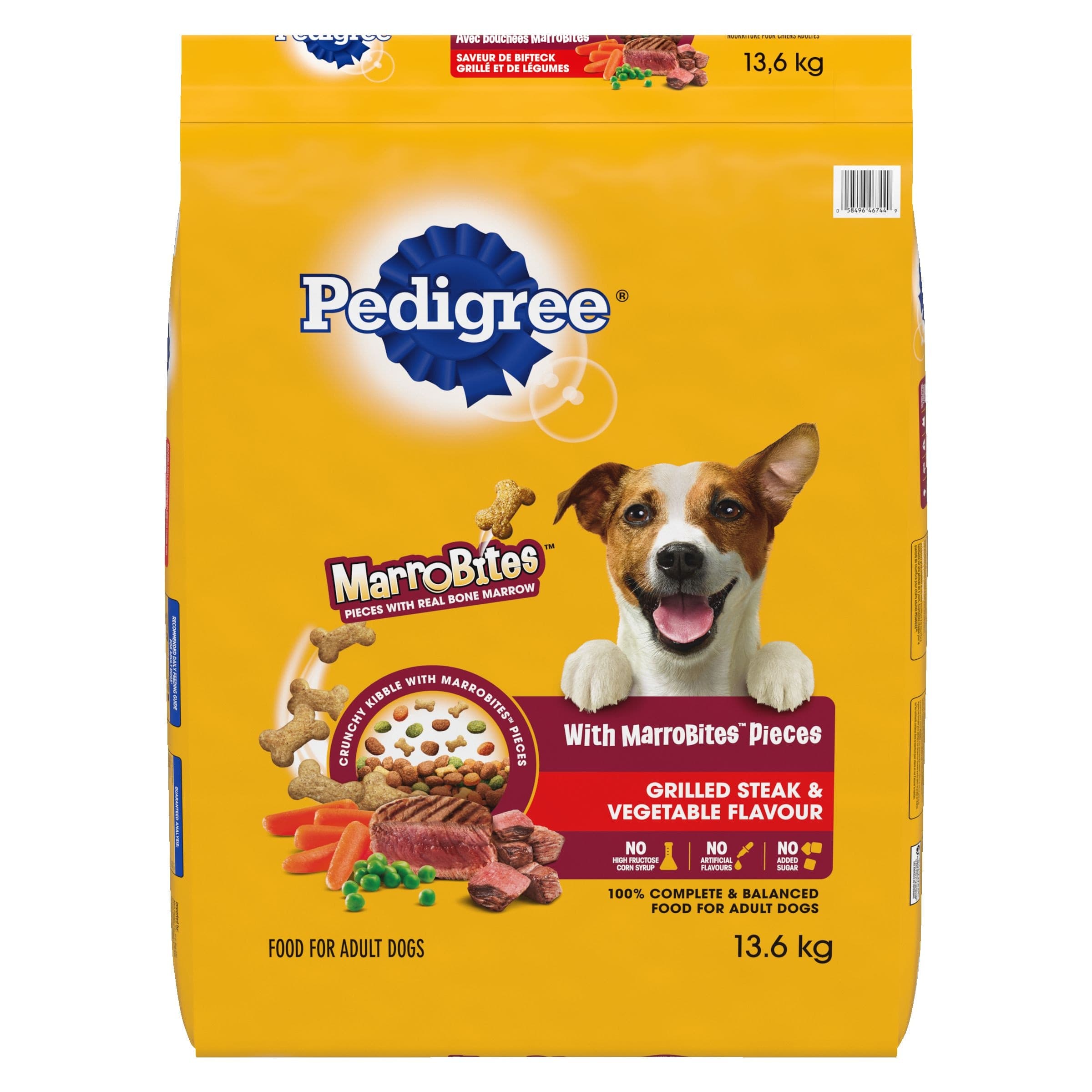 Pedigree MarroBites Pieces Adult Dry Dog Food, Grilled Steak & Vegetables Flavour, 13.6-kg