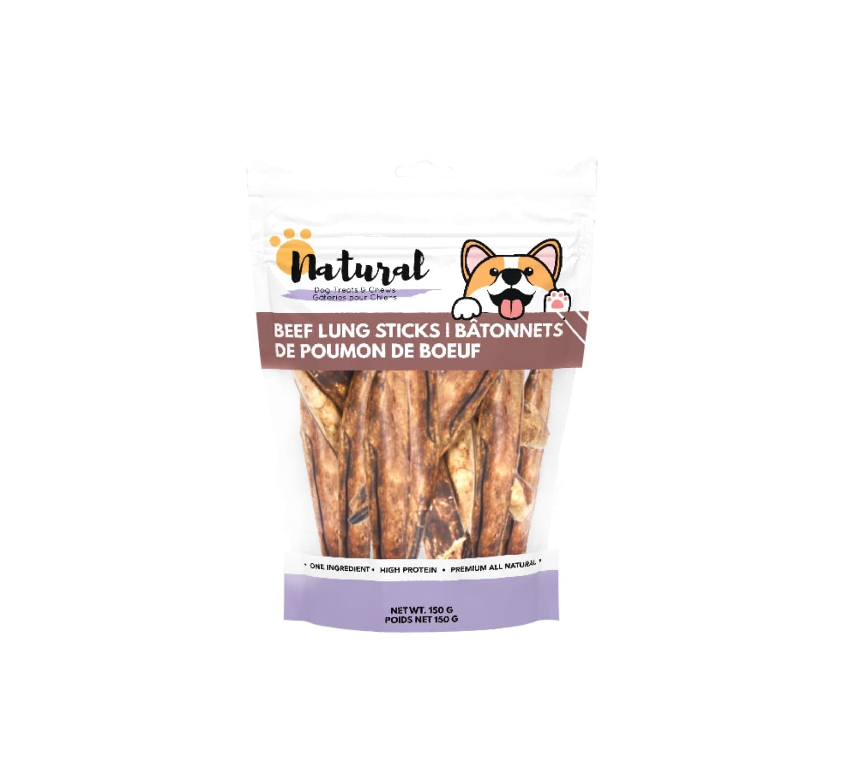 Paws Up! Beef Lung Stick Dog Chew Treats, 150-g