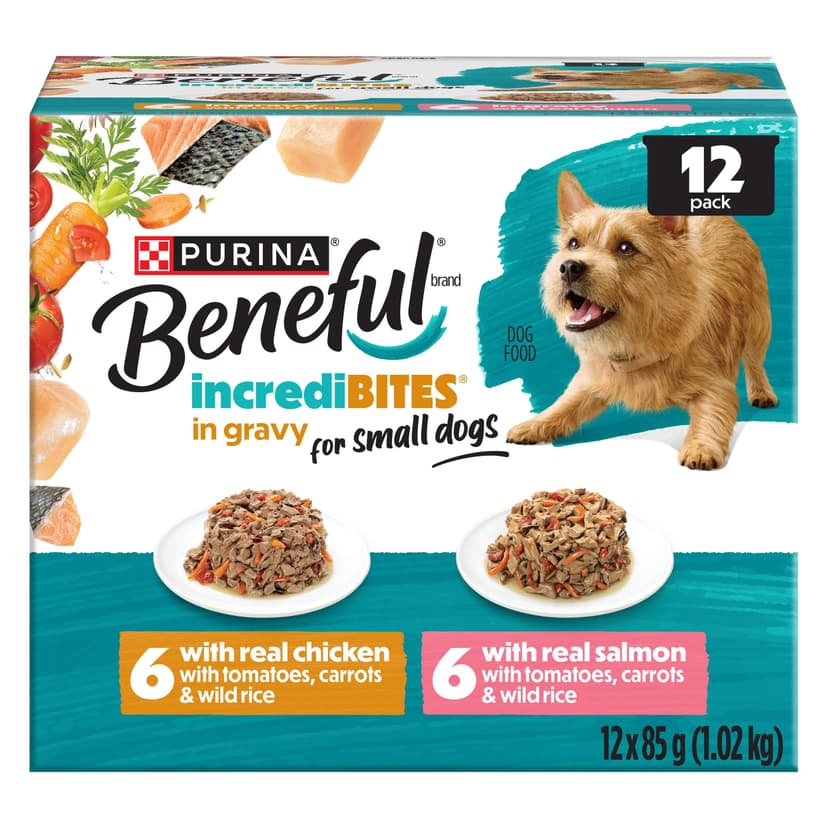 Beneful® IncrediBites® in Gravy Chicken & Salmon Adult Wet Dog Food Variety Pack for Small Dogs, 1.02-kg, 12-pk