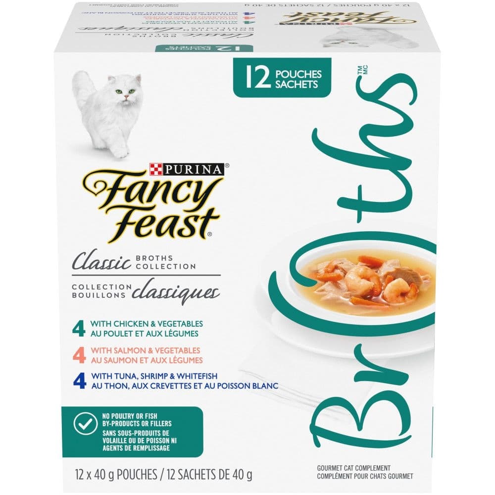 Fancy Feast Classic Broths Collection Gourmet Wet Cat Food Complement Variety Pack, 40-g, 12-pk