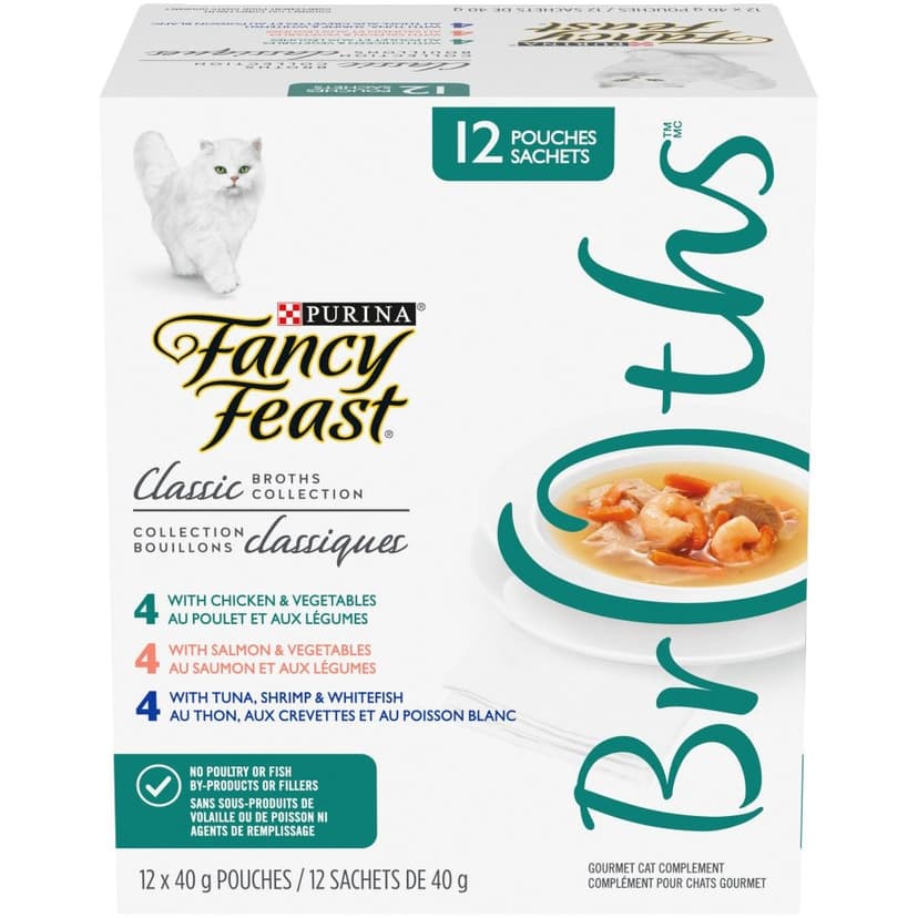 Fancy Feast Classic Broths Collection Gourmet Wet Cat Food Complement Variety Pack, 40-g, 12-pk