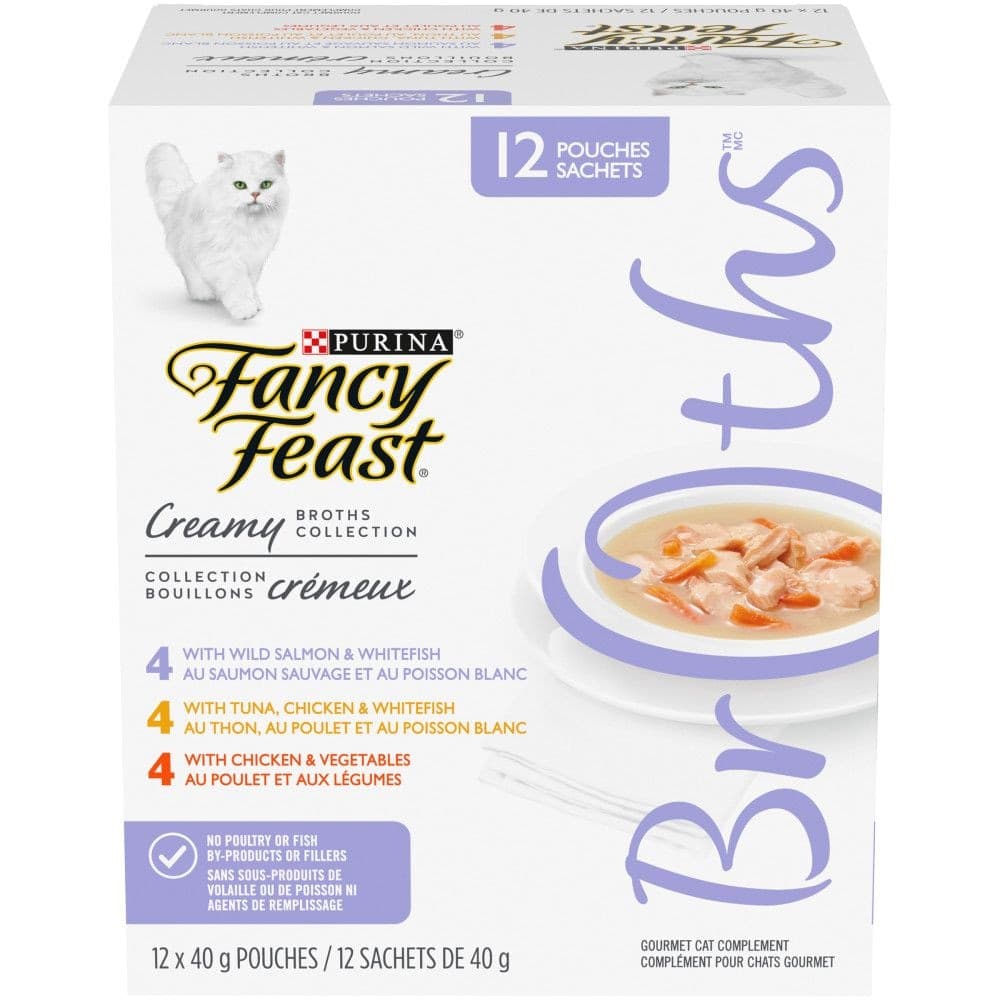 Fancy Feast Creamy Broths Gourmet Wet Cat Food Complement Variety Pack, 40-g, 12-pk