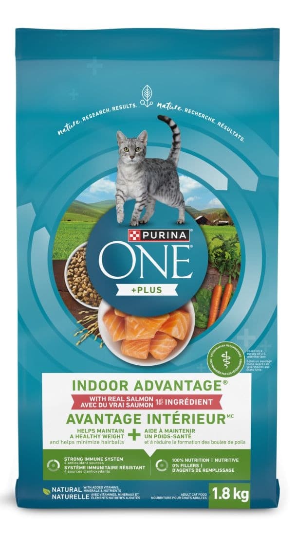 Purina ONE +Plus Indoor Advantage Dry Cat Food, Salmon Flavour, 1.8-kg