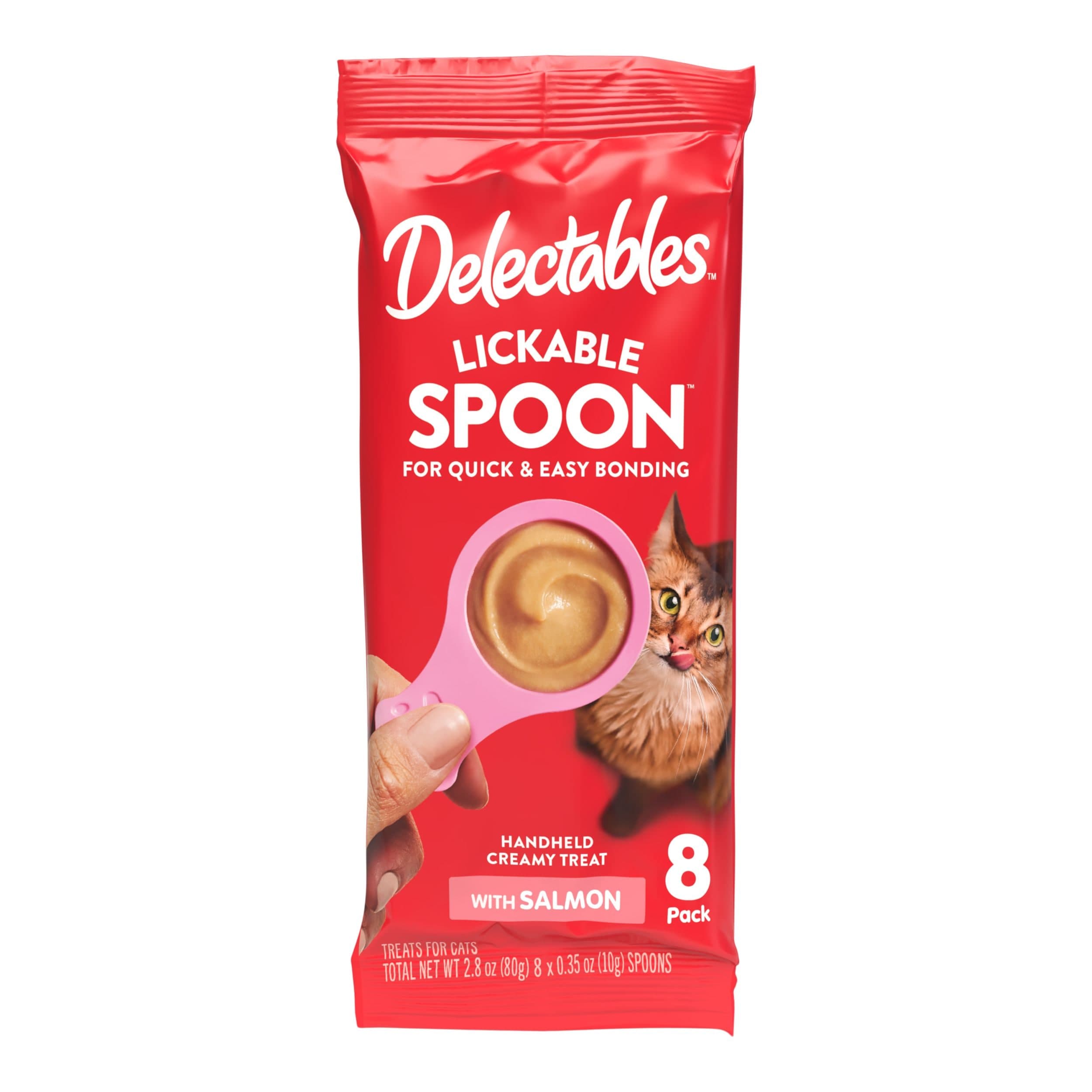 Delectables Lickable Spoons Handheld Salmon Wet Cat Treats, 8-pk