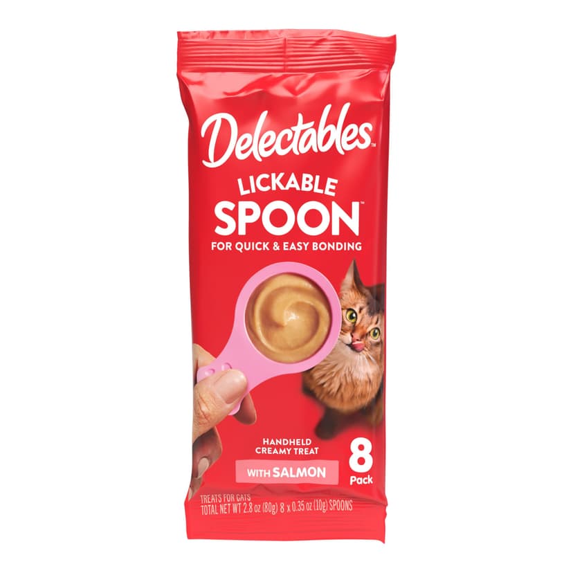 Delectables Lickable Spoons Handheld Salmon Wet Cat Treats, 8-pk