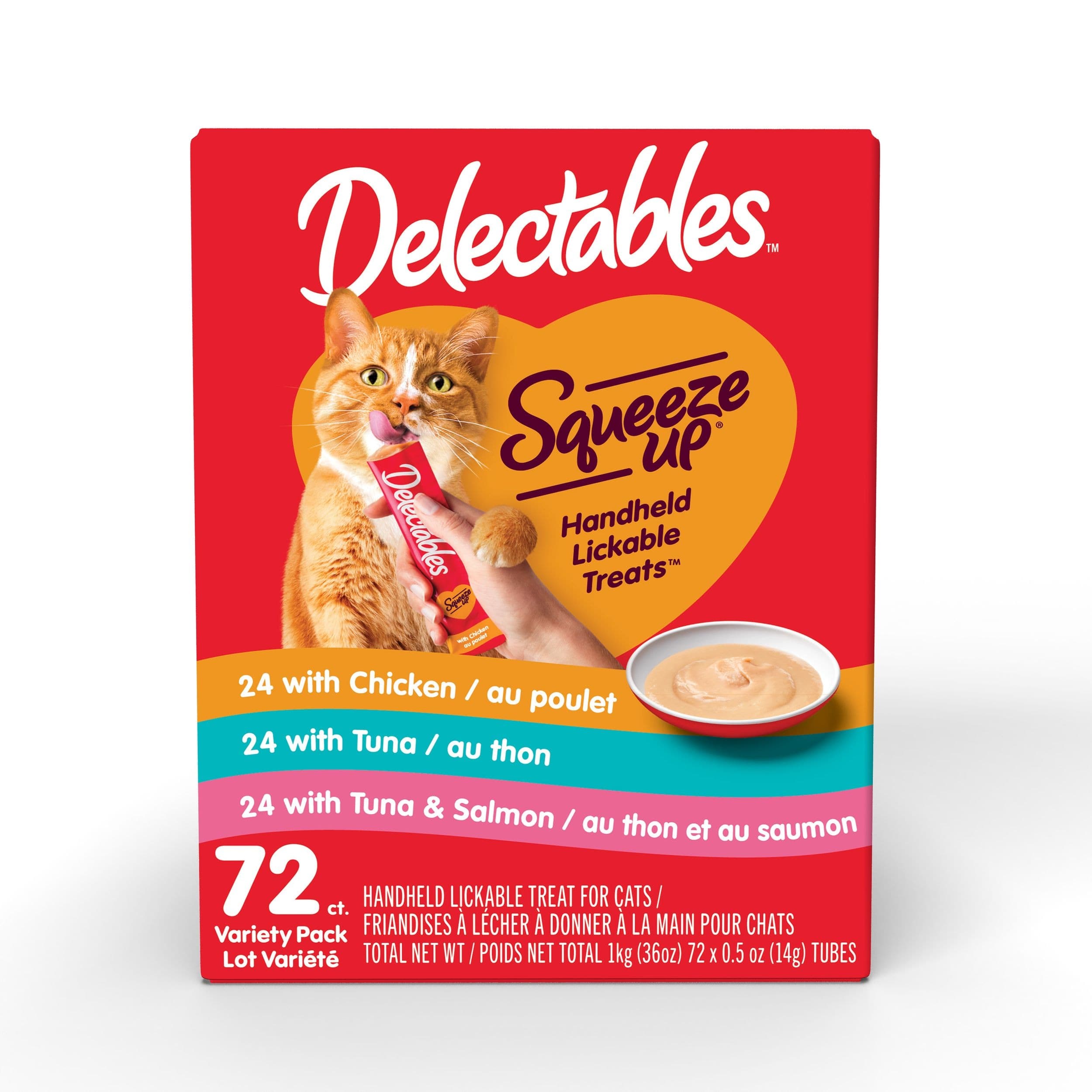 Delectables Squeeze Ups Handheld Lickable Wet Cat Treats Variety Pack, 72-pk