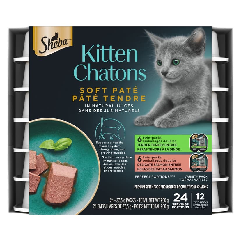 Sheba Perfect Portions Kitten Salmon and Chicken Wet Cat Food, 12-pk x 75-g