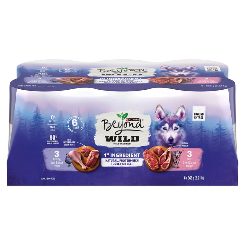 Beyond Wild Prey-Inspired Grain-Free Turkey & Beef Wet Dog Food Variety Pack,368-g, 6-pk