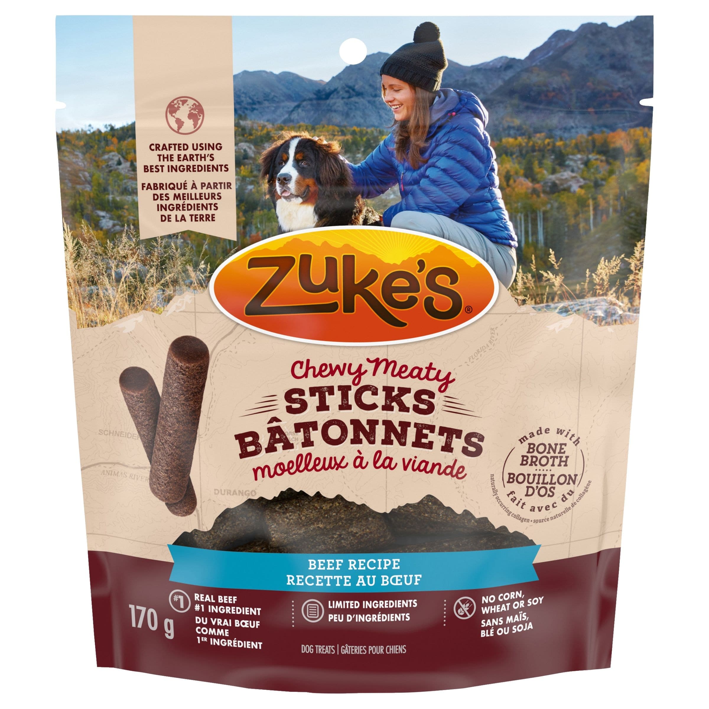 Zuke's Chewy Meaty Beef Sticks Soft Dog Treats, 170-g