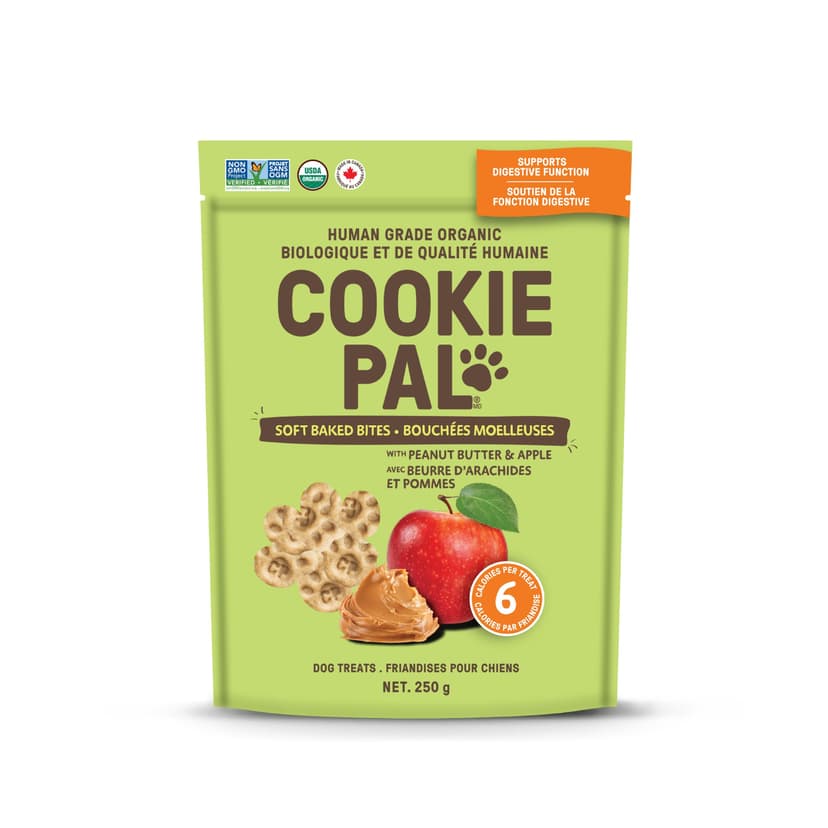 Cookie Pal Human-Grade Organic Peanut Butter & Apple Soft Dog Treats, 250-g