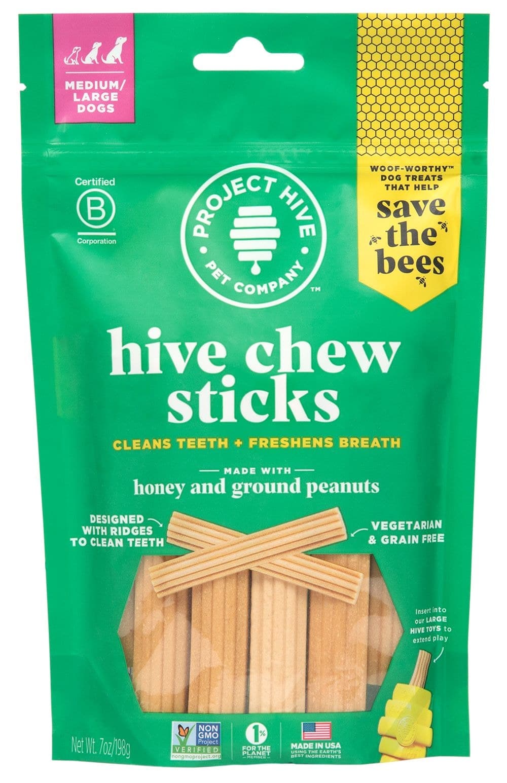 Project Hive Hive Chew Sticks Vegetarian Dental Dog Treat, 198-g