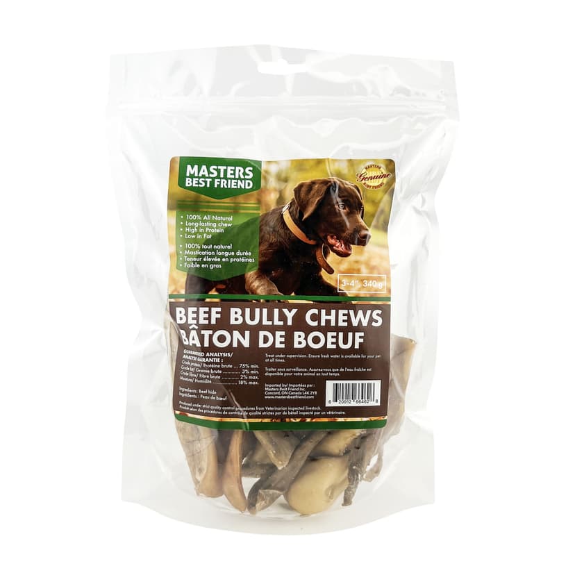 Masters Best Friend Beef Bully Chews Dog Treats, 3-4-in, 340-g