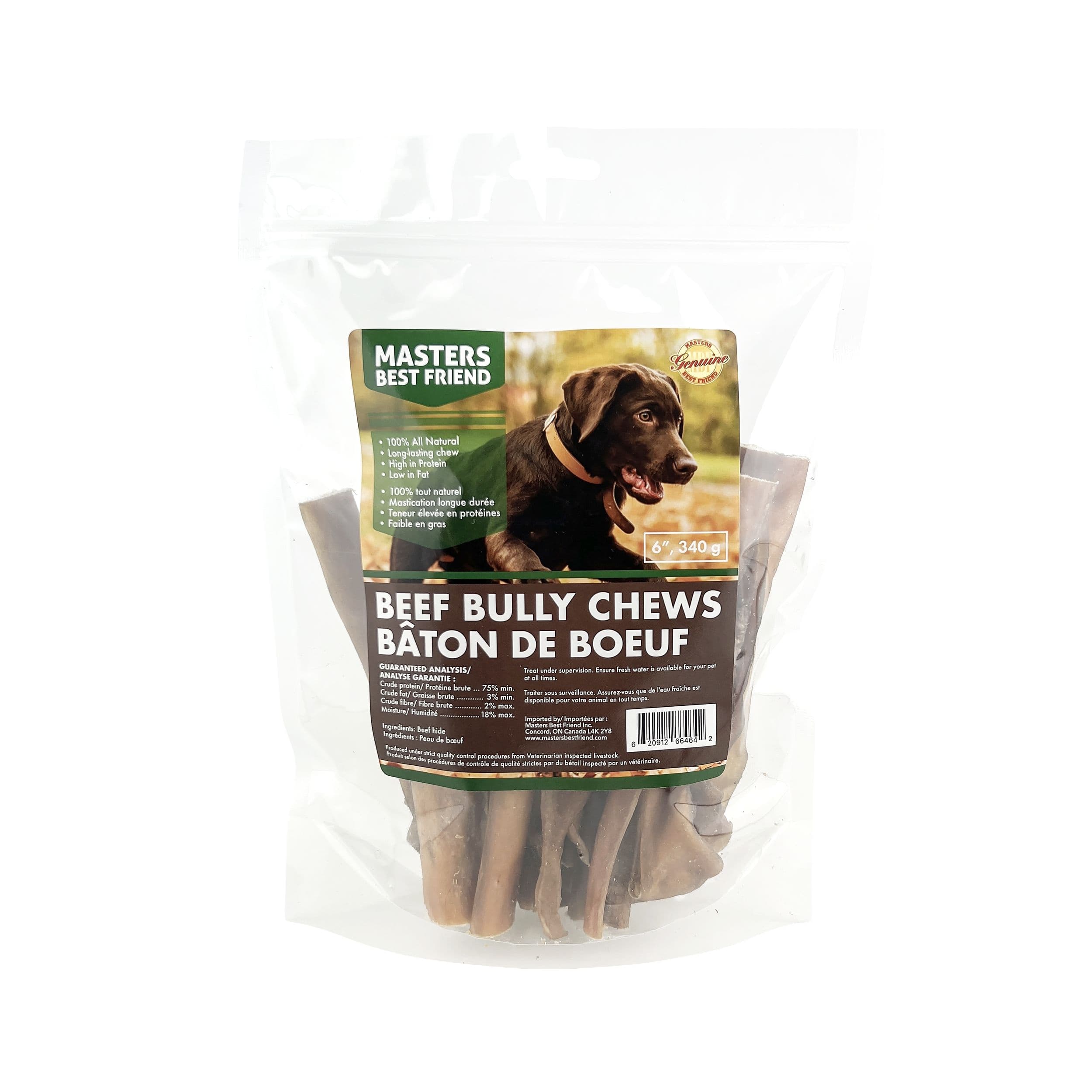 Masters Best Friend Beef Bully Chews Dog Treat, 6-in, 340-g