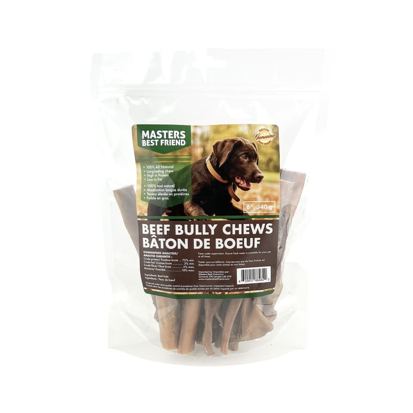 Masters Best Friend Beef Bully Chews Dog Treat, 6-in, 340-g