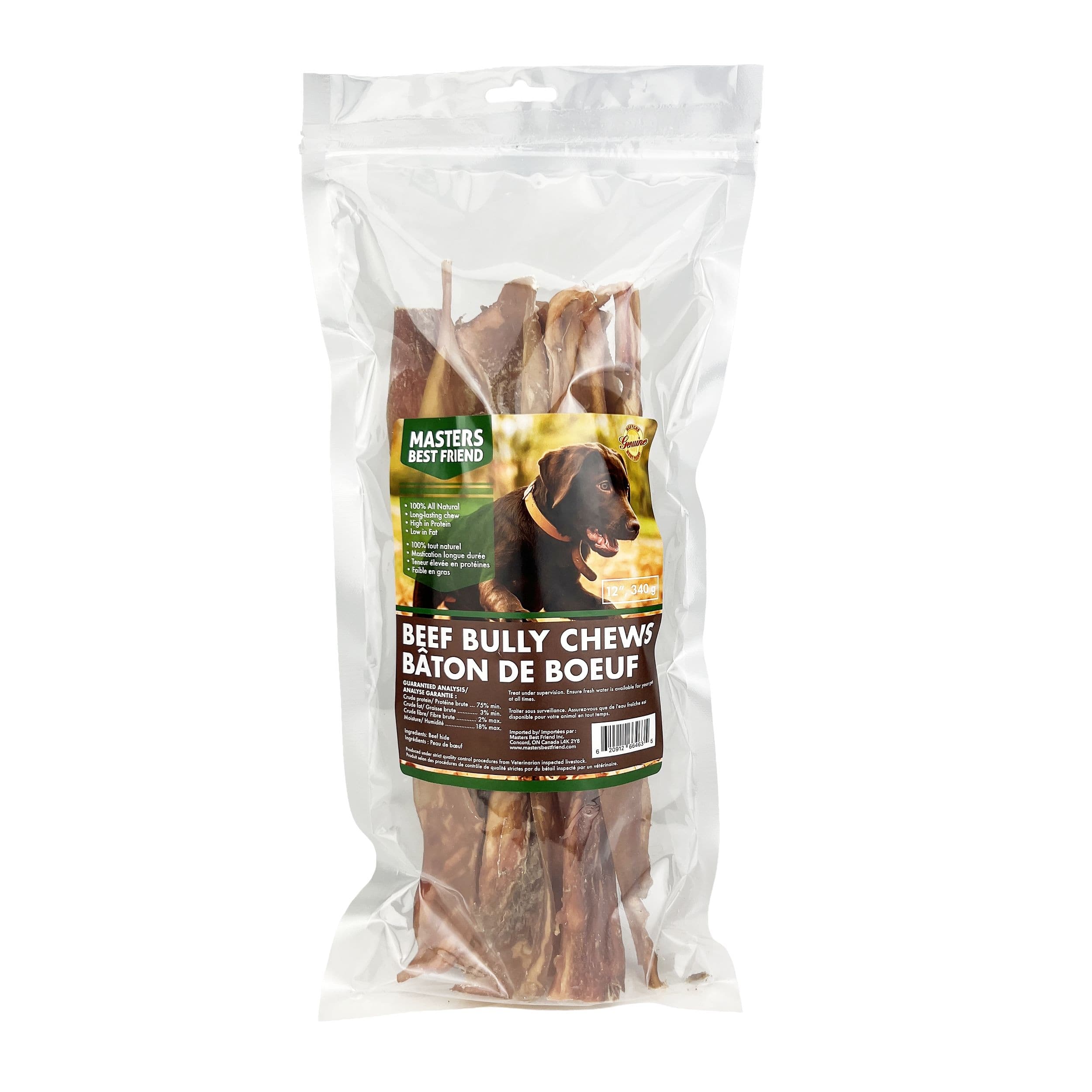 Masters Best Friend Beef Bully Chews Dog Treats, 12-in, 340-g