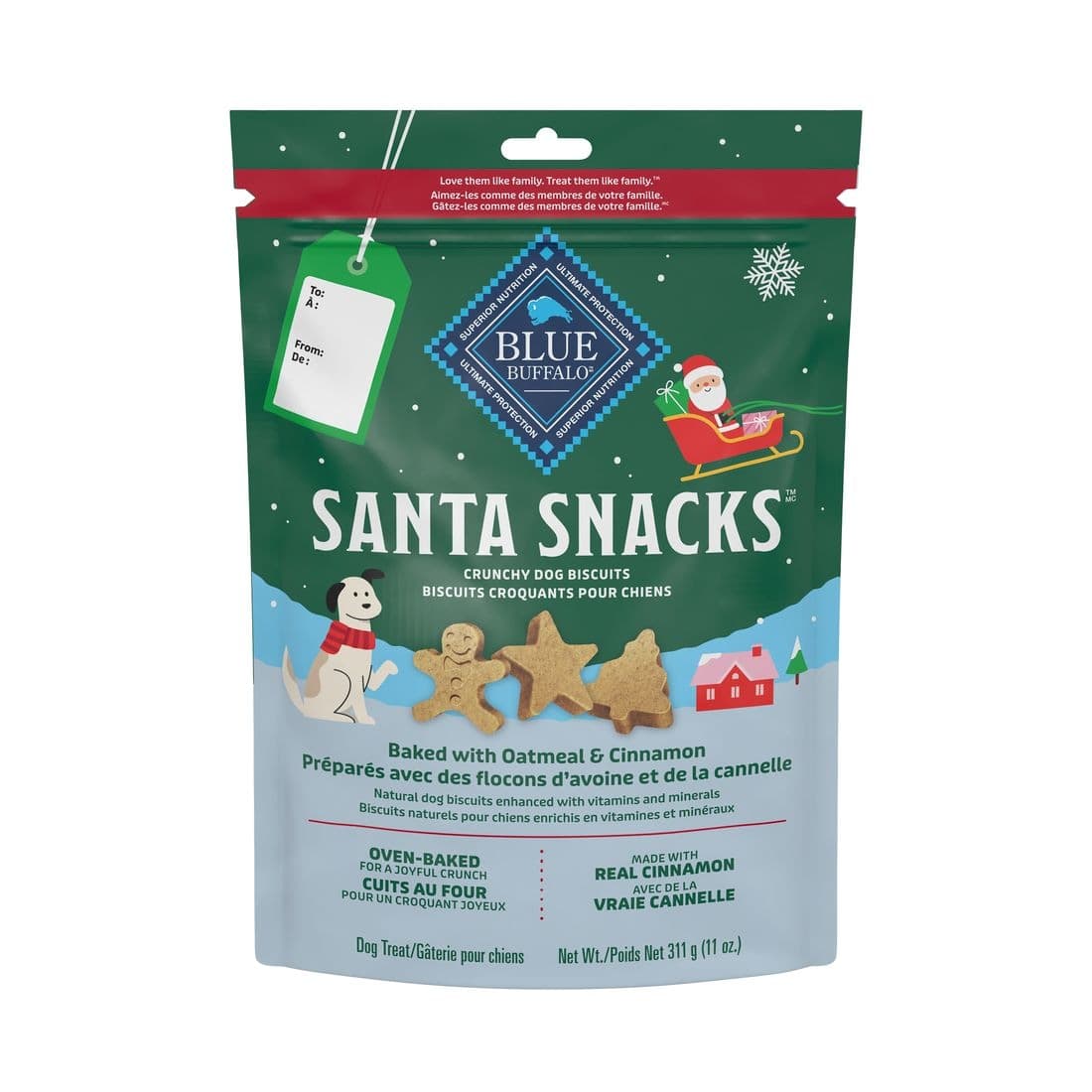 Blue Buffalo Santa Snacks Soft-Moist Dog Treats, Chicken Flavour, 127-g