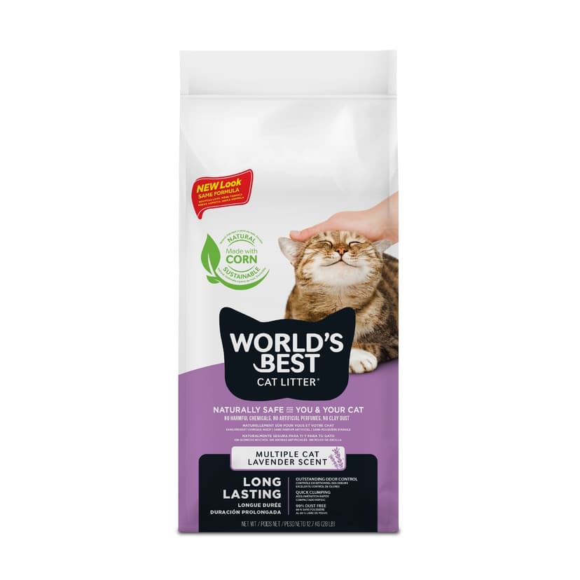 World's Best Natural Multi-Cat Clumping Cat Litter Formula, Lavender Scented, 12.7-kg