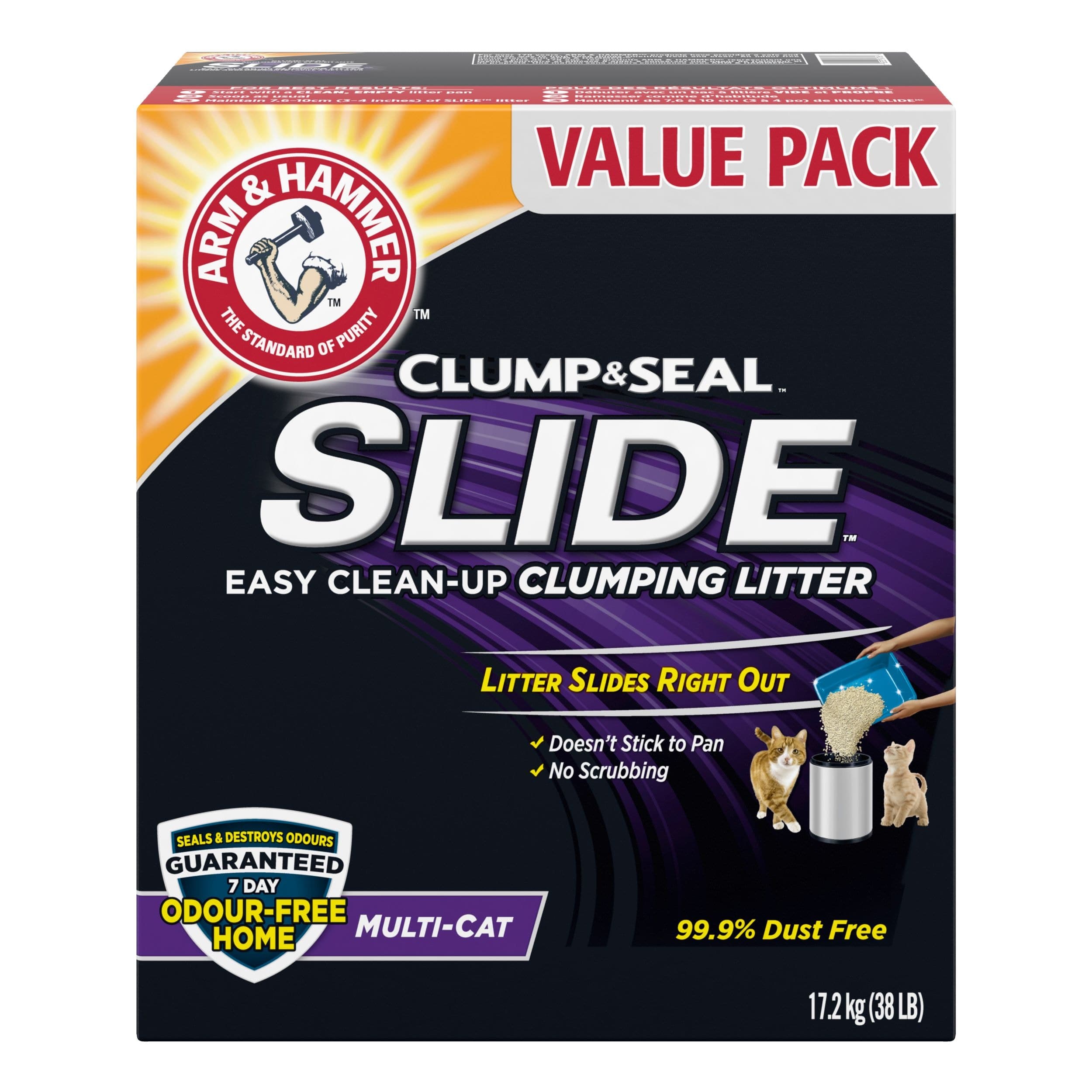Arm & Hammer Clump & Seal Slide Clumping Cat Litter, 17.2-kg