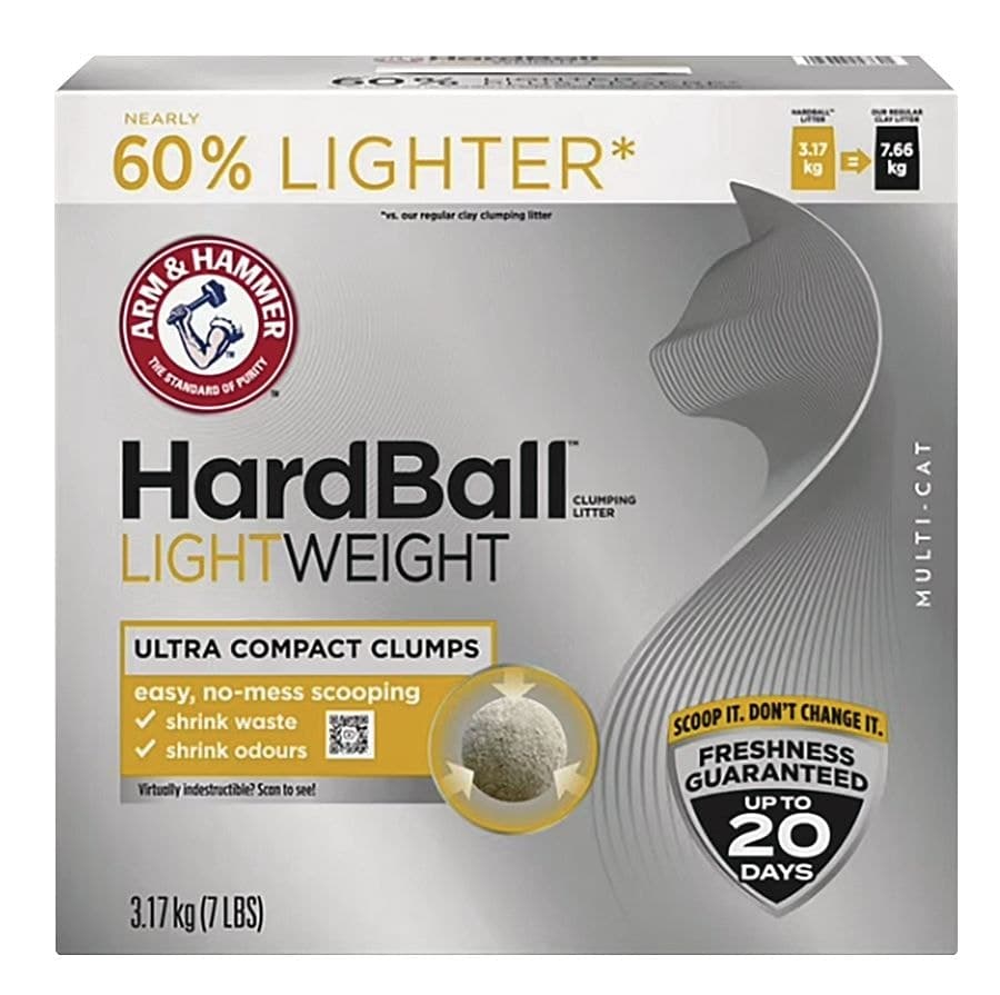 Arm & Hammer HardBall™ Lightweight Easy No-Mess Scooping Multi-Cat Clumping Litter, 3.17-kg