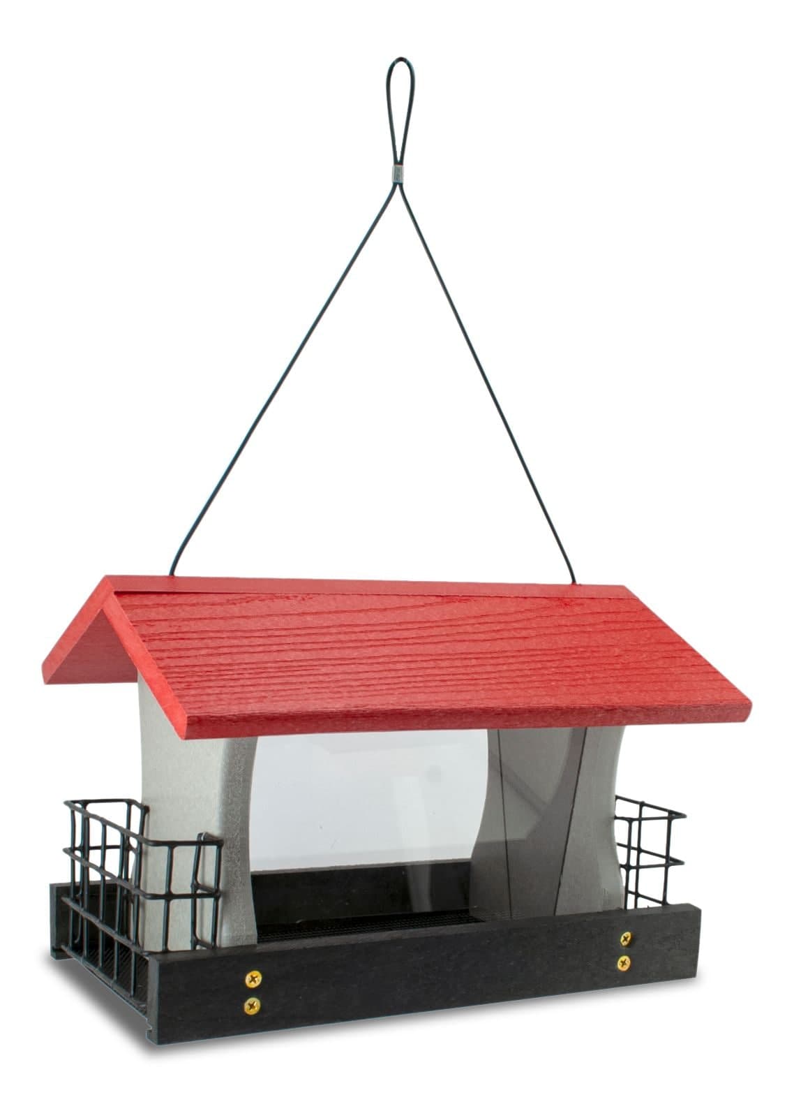Panacea Recycled Plastic Bird Feeder with Suet Cage, Red