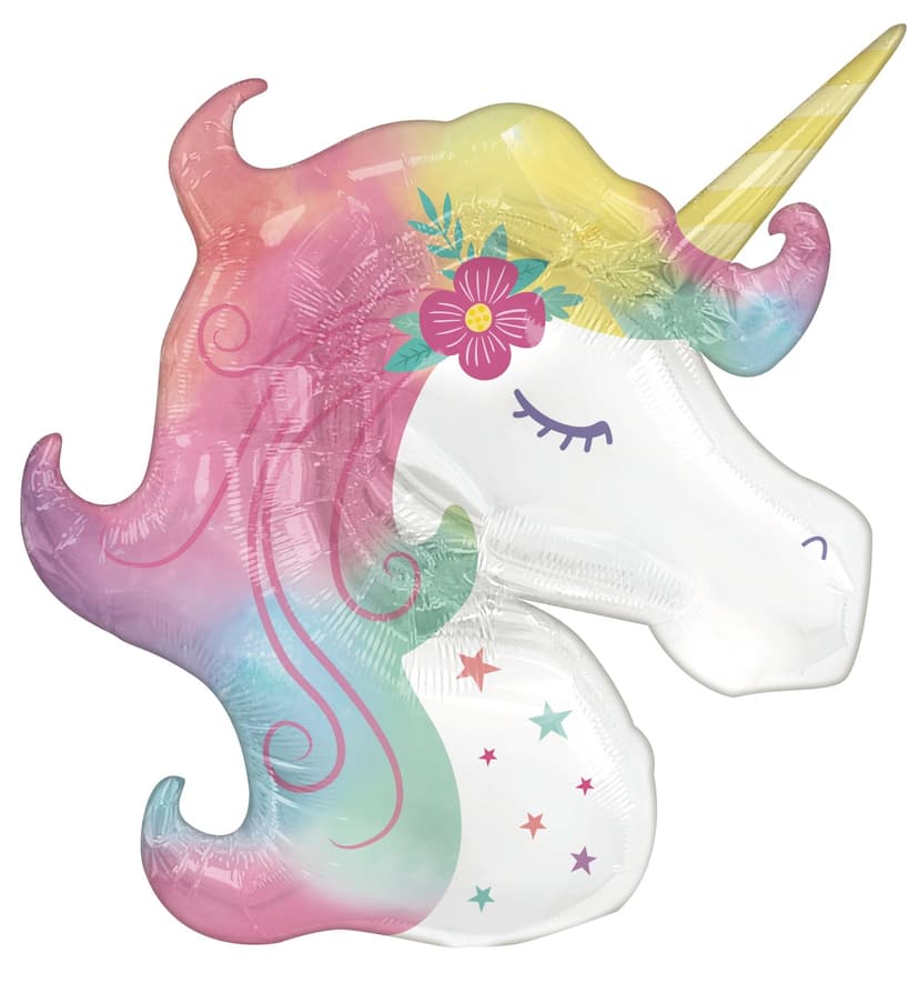 Unicorn Satin Foil Balloon, Pink/White, 28-in, Helium Inflation & Ribbon Included for Birthday Party