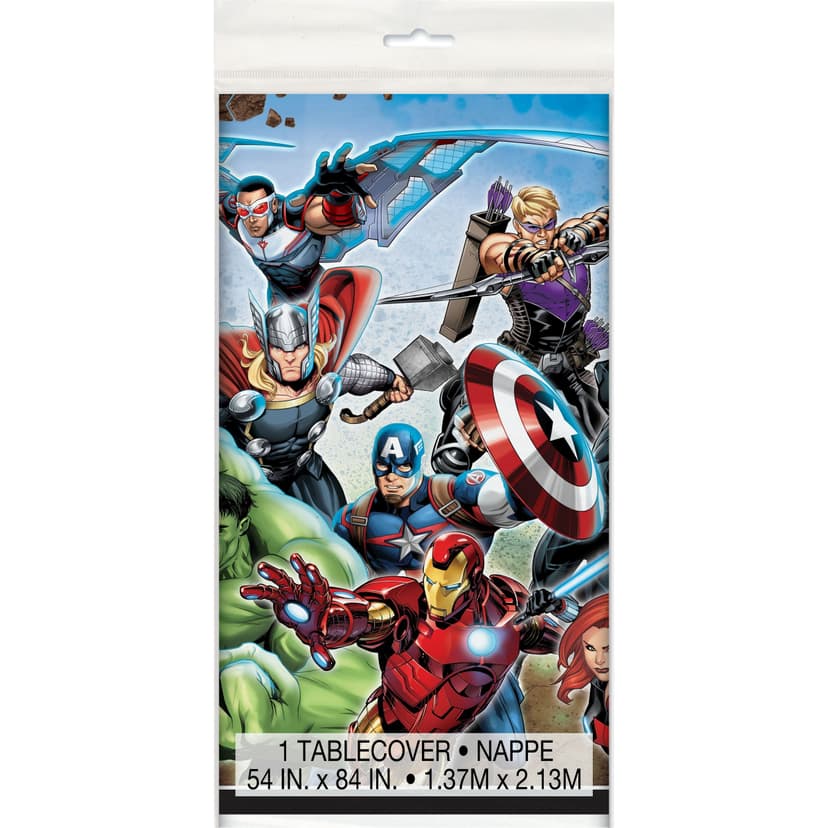 Disney Marvel Avengers Hulk/Iron Man/Black Panther Rectangle Plastic Reusable Table Cover, Blue/Green, 54x96-in, for Birthday Party