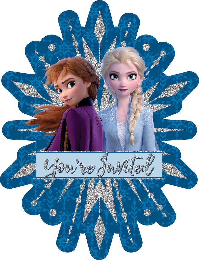 Disney Frozen "You're Invited" Elsa & Anna Paper Party Invitations with Envelopes, Blue/Silver, 8-pk, for Birthday Party