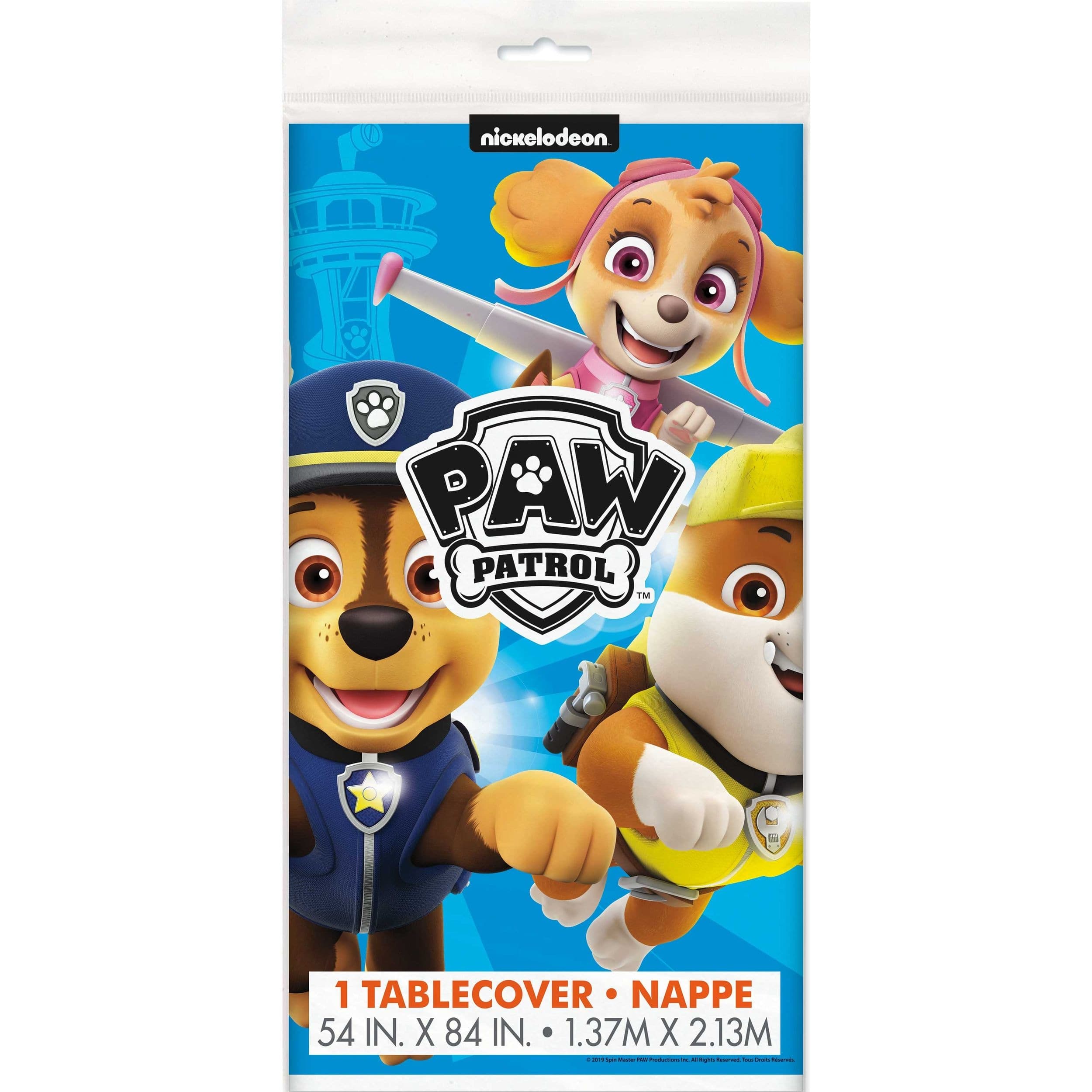 Nickelodeon PAW Patrol Rectangle Plastic Reusable Table Cover, Blue, 54x96-in, for Birthday Party
