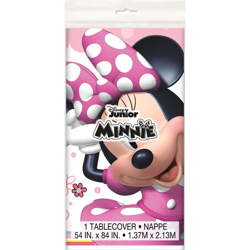 Minnie Disney Minnie Mouse Rectangle Plastic Reusable Table Cover, White/Pink, 54x84-in, for Birthday Party