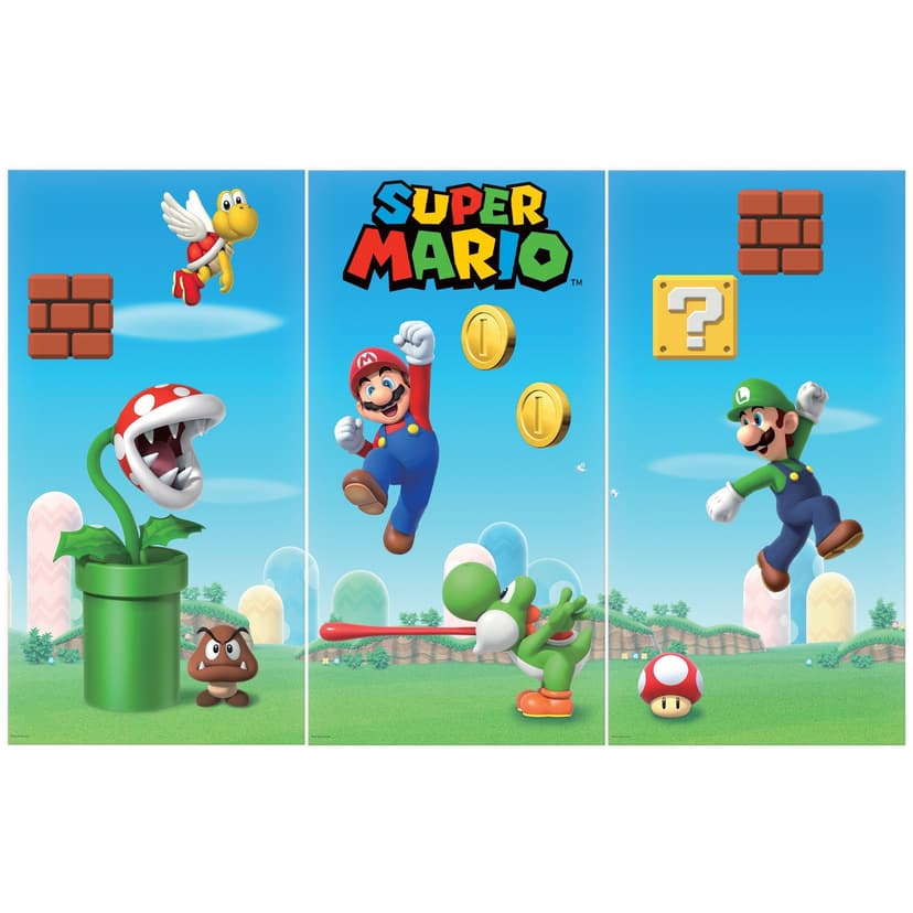 Nintendo Super Mario Bros Plastic Scene Setter Background Decoration, for Birthday Party