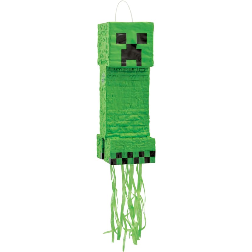 Minecraft Creeper Pinata Hanging Pull String Decoration, Green, 10-in, Holds 2lb of Pinata Filler, for Birthday Parties