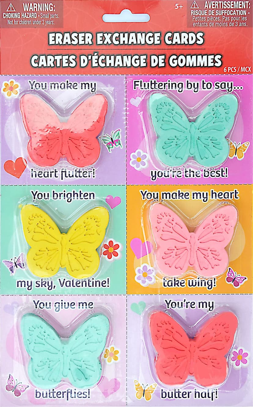 Valentine's Day Butterfly Cards with Matching Chalk, 6-pc