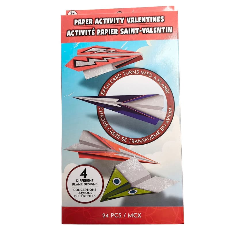 Valentine's Day Cards with DIY Paper Airplane Kits, 24-pk