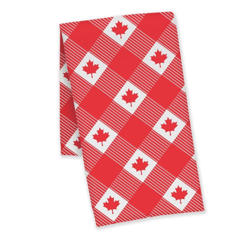 Canada Day Maple Leaf Gingham Tea Towel, Red/White