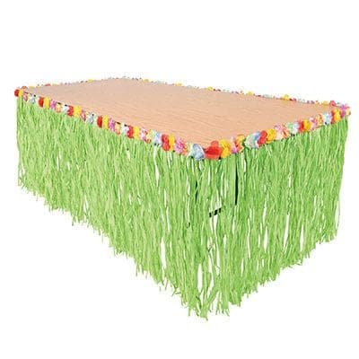 Summer Green Grass Hawaiian Table Skirt, 9-ft