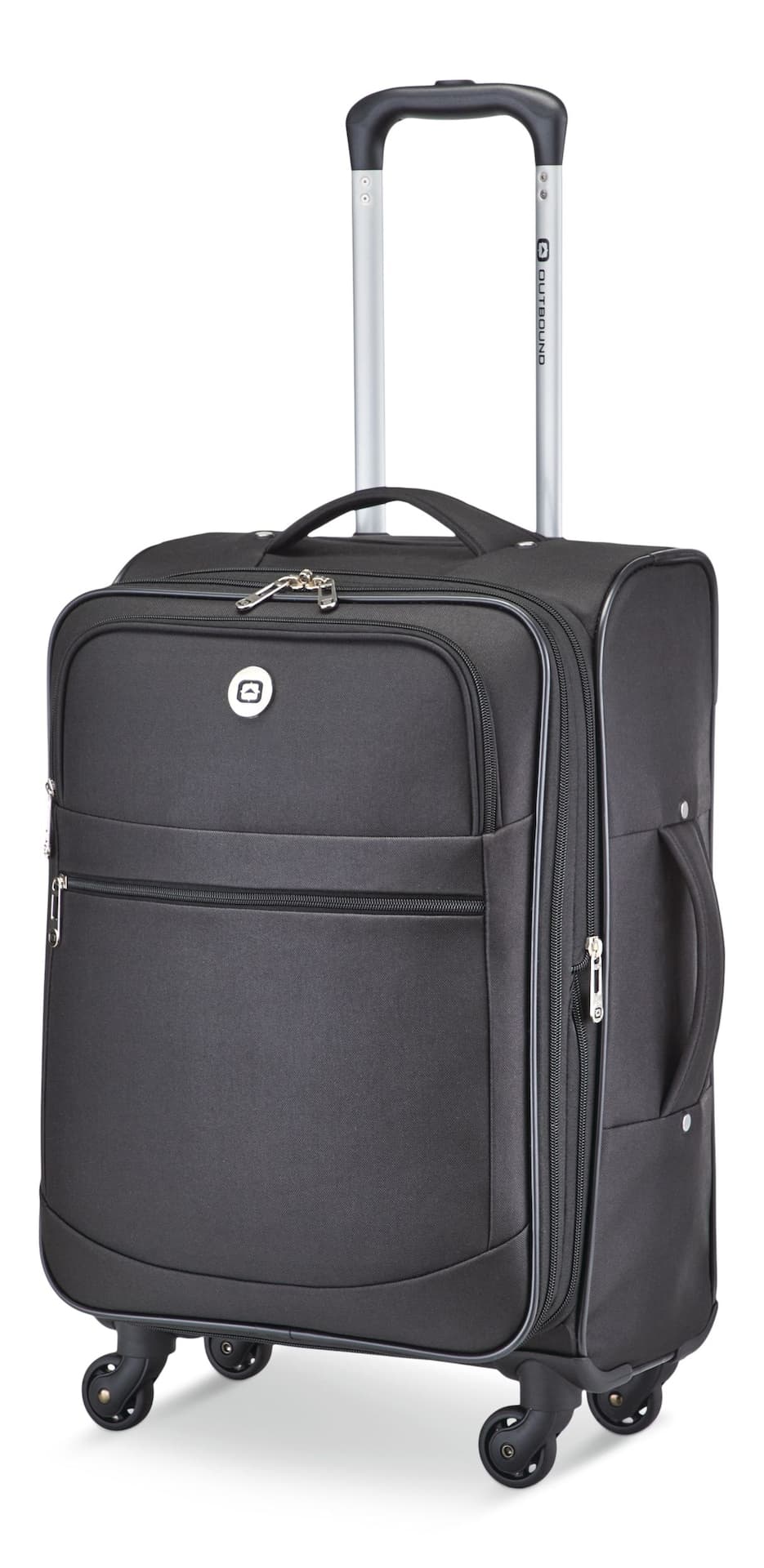 Outbound Softside Carry-On Spinner Wheel Travel Suitcase, Black, 21-5/8-in