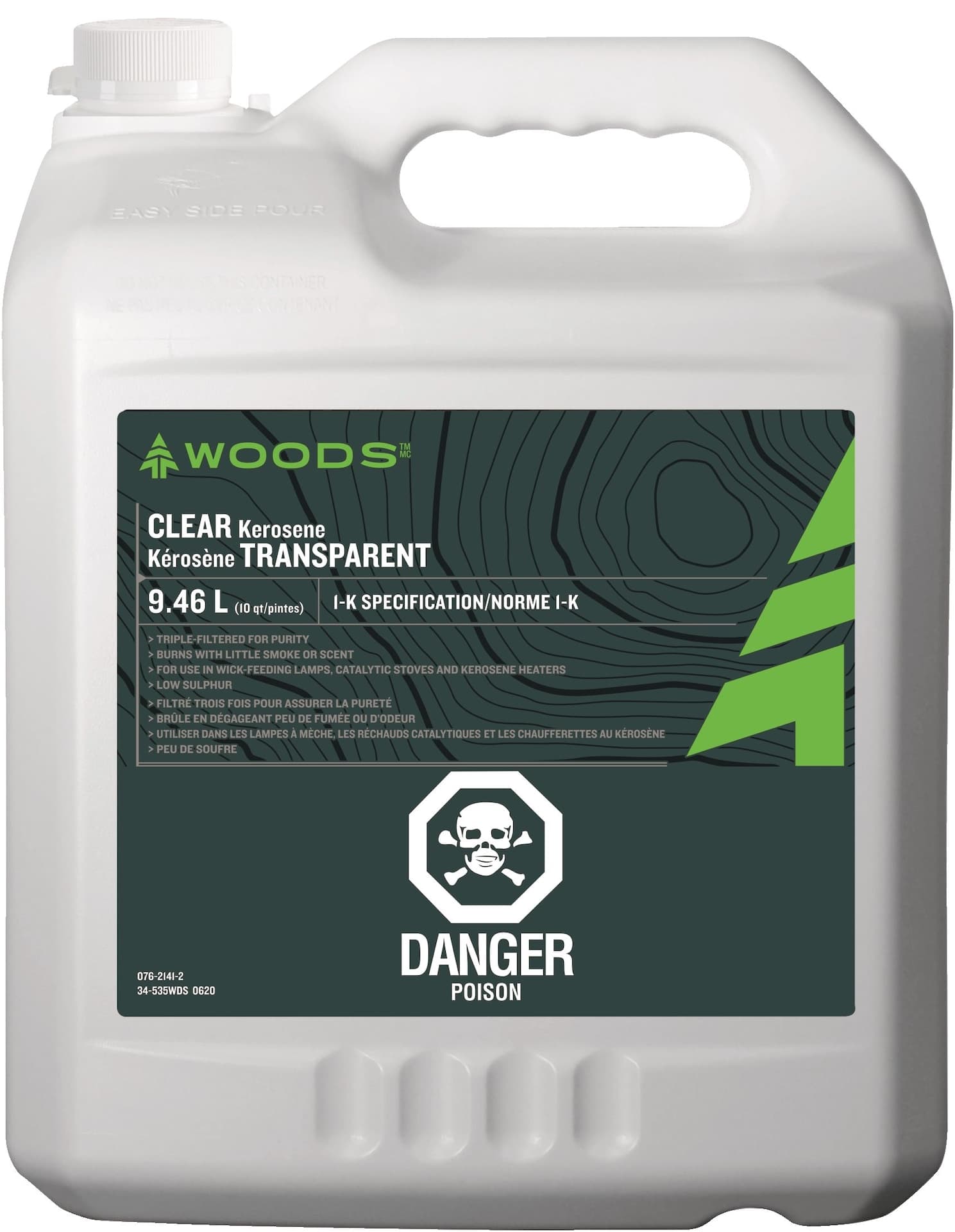Woods Clear Kerosene, Triple Filtered Fuel For Camping Wick-Feeding Lanterns & Heaters, 9.46-L