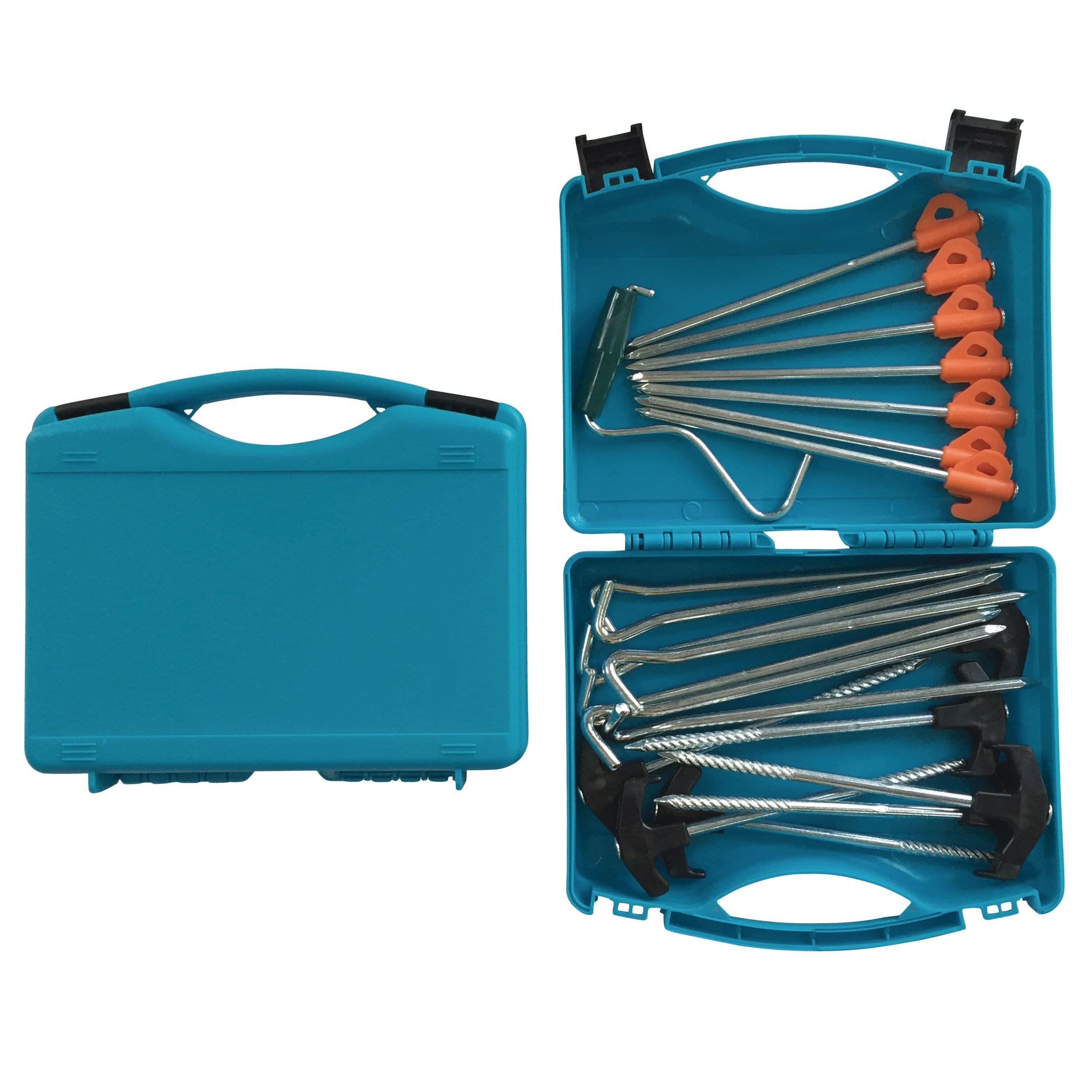 Woods Assorted Hard Surface Tent Peg/Stake Kit w/ Puller/Extractor/Remover Tool & Case, 23-pc