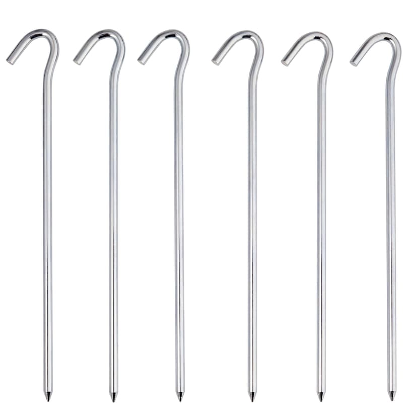 Woods Steel Hook-Top Tent Pegs/Stakes For Small Camping Tents & Tarps, 8-in, 6-pk